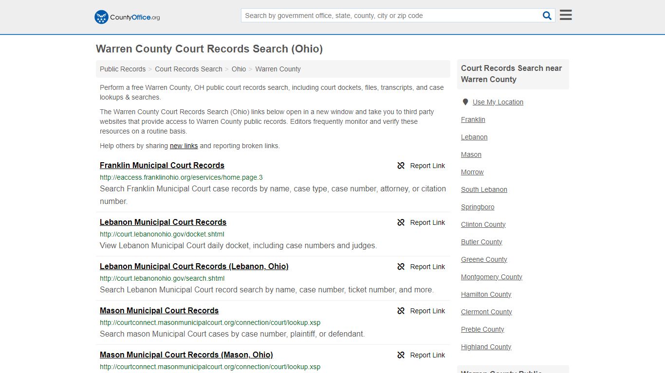 Warren County Court Records Search (Ohio) - County Office