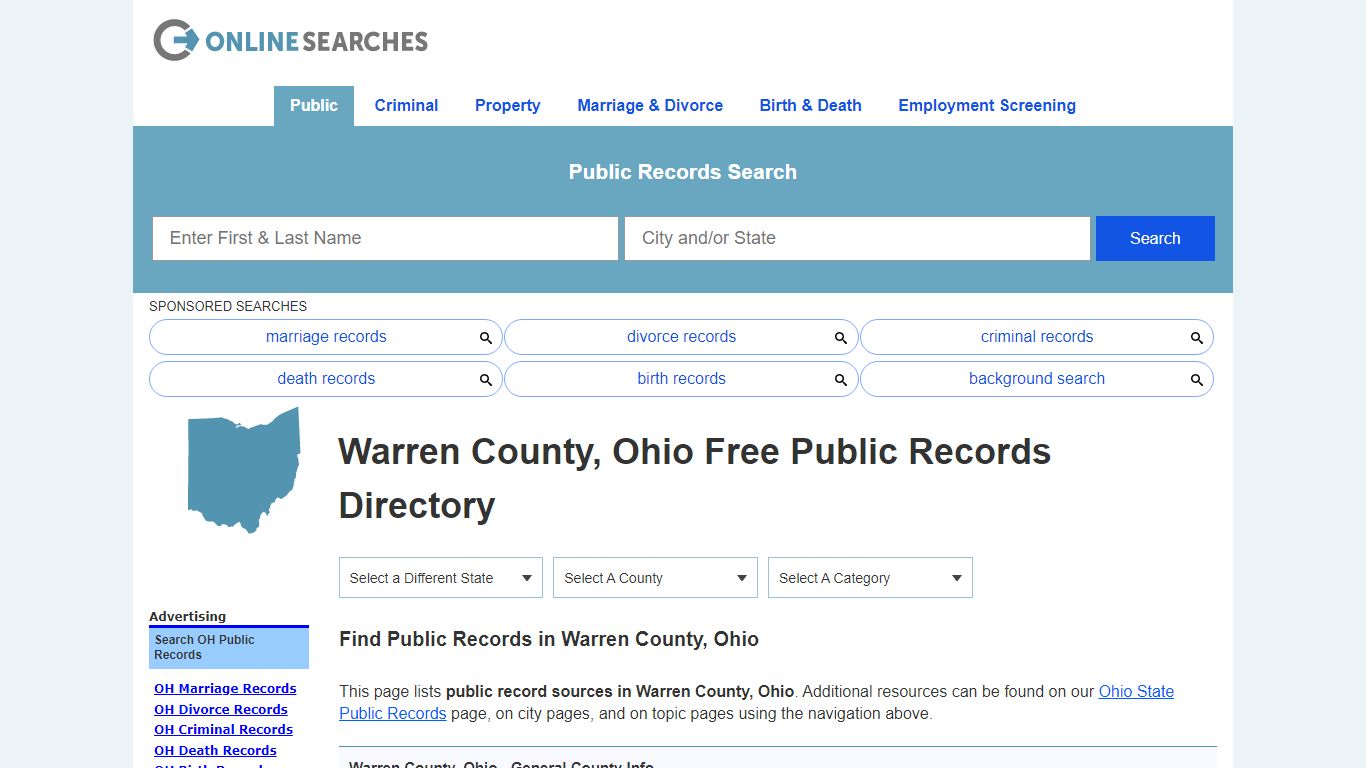 Warren County, Ohio Public Records Directory - OnlineSearches.com